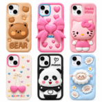 Cute 3D Cartoon Phone Cases Collection – Bear, Hello Kitty, Cherry Heart, Panda, Heart Bow & Sheep Silicone Covers - Image 9