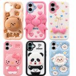 Cute 3D Cartoon Phone Cases Collection – Bear, Hello Kitty, Cherry Heart, Panda, Heart Bow & Sheep Silicone Covers - Image 11