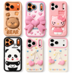 Cute 3D Cartoon Phone Cases Collection – Bear, Hello Kitty, Cherry Heart, Panda, Heart Bow & Sheep Silicone Covers - Image 12