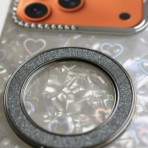Pearl Holographic Heart, Glitter Ring Stand MagSafe Case Cover - Image 5